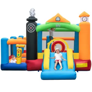 Costway Inflatable Bounce Castle Train Themed Kids Bouncer Jumping House Slide Playhouse