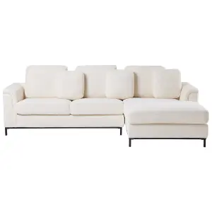 Left-Hand Corner Sofa OSLO White Boucle 4 Seater Left Hand