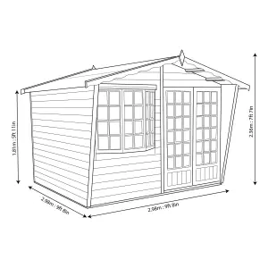 Shire Sandringham 10x10 ft & 1 window Apex Wooden Summer house with Felt tile roof