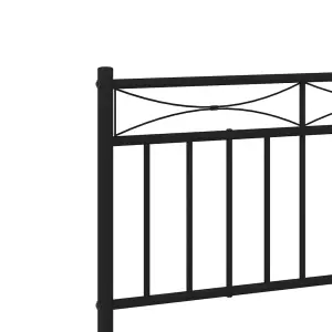 Berkfield Metal Bed Frame with Headboard Black 180x200 cm