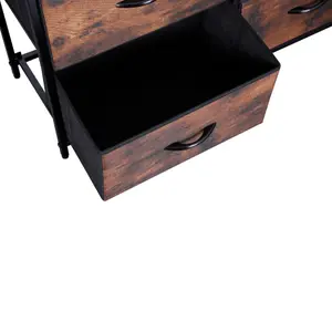 WOODEN Effects Chest Of Drawers With Metal Frame, 10 Large Deep Fabric Drawers Organiser Storage