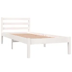 Berkfield Bed Frame Solid Wood Pine 75x190 cm White Small Single