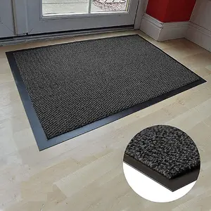 Wadan Grey 60x180 cm Door Mat - Heavy Duty Washable Non-slip Rubber Back Entrance Rug - Shoes Scraper Barrier Mat Indoor & Outdoor