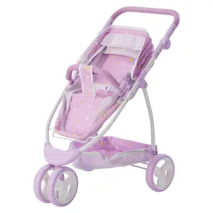 Teamson Kids Twinkle Stars Princess 2-in-1 Baby Doll Stroller, Purple