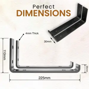 6x Scaffold Industrial Shelf Brackets, Rustic Heavy Duty Board Brackets for Floating Shelves Wall-Mounted Shelving Brackets