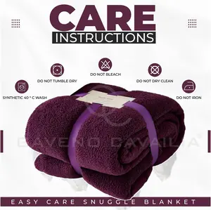 GC GAVENO CAVAILIA Teddy Bear Aubergine Light Weight Sherpa Fleece Faux Fur Sofa Throw Super Soft Warm Cosy Single Bed Blanket