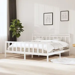 Berkfield Bed Frame White Solid Wood 200x200 cm