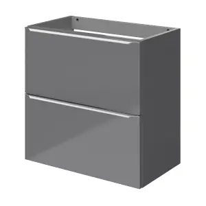 GoodHome Imandra Slimline Gloss Grey Wall-mounted Bathroom Cabinet (H) 600mm (W) 600mm