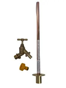 FixTheBog™ UK Made Brass Outdoor Garden Tap Hose Watering 1/2" Double Check valve 350mm Through Wall Kit PTFE Hozelock Adaptor