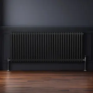 Traditional 2 Column Radiator - 600 x 1462 mm - Black