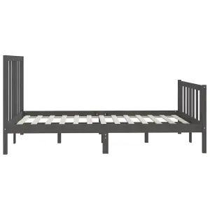 Berkfield Bed Frame Grey Solid Wood 150x200 cm 5FT King Size