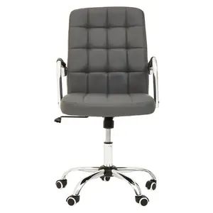 Interiors by Premier Brent Grey Leather Effect And Chrome Home Office Chair