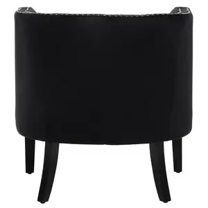 Interiors by Premier Black Velvet Studded Chair, Easy to Clean Leather Armchair, Body Supportive Accent Chair