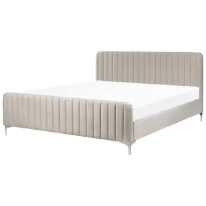 Velvet EU Super King Size Bed Taupe LUNAN