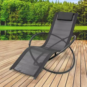 GardenKraft Rocking Moon Sun Lounger - Black Colour