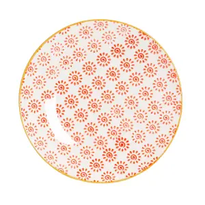 Nicola Spring - Hand-Printed Side Plates - 18cm - Red - Pack of 6