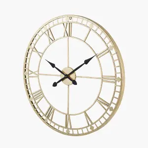 Antique Gold Metal Round Wall Clock Large