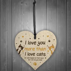 Red Ocean Funny Cat Gifts For Women Wood Heart Cat Sign Pet Gifts Crazy Cat Lady Gift