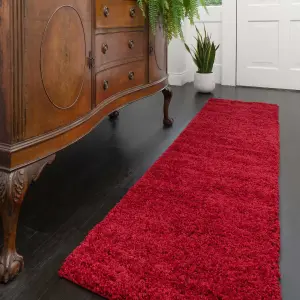 Soft Value Crimson Red Shaggy Runner Rug 60x230cm