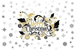 Walplus Classic Merry Christmas with Silver Snowflakes Xmas Art DIY Art Home Decor Gift