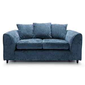 Monaco Chenille Fabric 2 Seater Sofa Blue Scatter Back