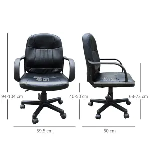 HOMCOM PU Leather Office Chair Swivel Mid-Back Computer Desk Chair, Black