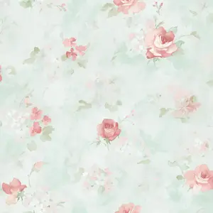 Galerie Abby Rose 4 Teal Pink Morning Dew Smooth Wallpaper