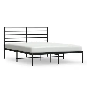 Berkfield Metal Bed Frame with Headboard Black 160x200 cm