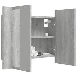 Berkfield LED Mirror Cabinet Grey Sonoma 60x12x45 cm Engineered Wood