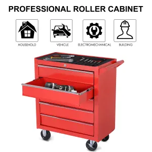 DURHAND Roller Tool Cabinet Stoarge Box 5 Drawers Garage Workshop Chest Red