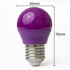 Extrastar 4W Purple LED Golf Ball Modern Coloured Light Bulb E27