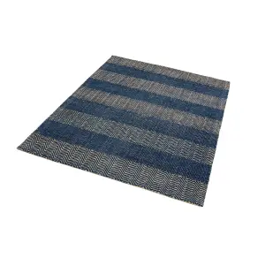 Navy Blue Geometric Graphics Modern Handmade Easy to clean Rug for Bed Room Living Room and Dining Room-160cm X 230cm