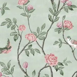 Laura Ashley Eglantine Eau de nil Trail Smooth Wallpaper