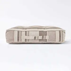 Homescapes Morocco Striped Cotton Floor Cushion Beige