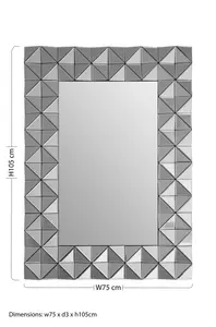 Interiors by Premier 3D Geometric Wall Mirror For Livingroom, Modern Rectangular Accent Mirror For Bedroom