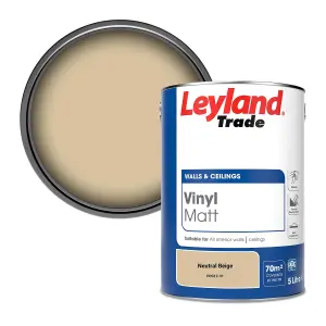 Leyland Trade Vinyl Matt Walls & Ceilings Emulsion Paint Neutral Beige (PPG12-31) 5L