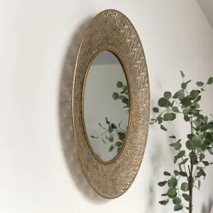 Melody Maison Round Antique Gold Effect Filigree Mirror 90cm x 90cm