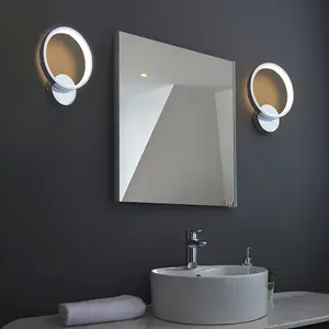 Round Bathroom Wall Light Fitting - Chrome Plate & White Diffuser - Warm White