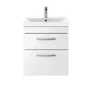 Dezine Hamble 500mm Gloss White Wall Hung 2 Drawer Vanity Unit