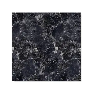 Black Quartz Effect Premium Glass Kitchen Splashback W600mm x H600mm