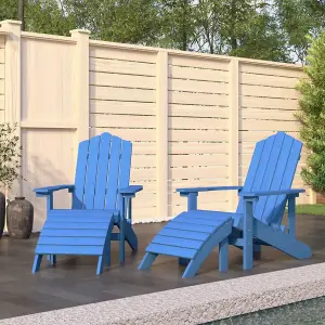 Berkfield Garden Adirondack Chairs 2 pcs with Footstools HDPE Aqua Blue