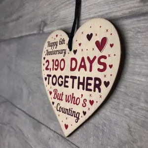 Red Ocean Handmade Wooden Heart Plaque Gift To Celebrate 6th Wedding Anniversary Husband Wife Keepsake