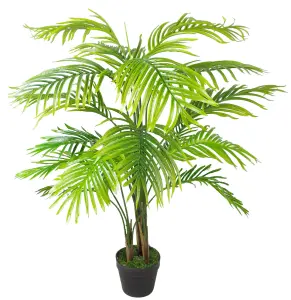 130cm Artificial Areca Palm Tree - Extra Large With Silver Metal Planter