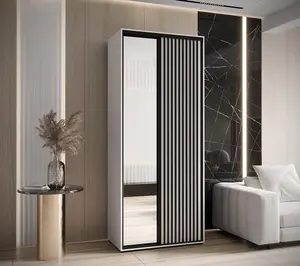 Sapporo II - Crisp White Mirrored Sliding Door Wardrobe - Compact Storage for Modern Living (H)2050mm (W)1100mm (D)600mm