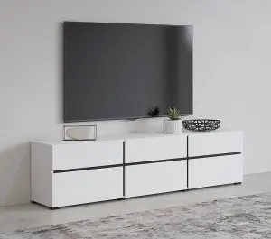 Kross 41 TV Cabinet in White - W1800mm H480mm D400mm Contemporary Minimalist