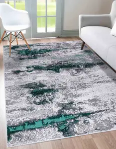 Onyx Modern Grunge Sprayed Abstract Area Rugs Aqua 160x230 cm