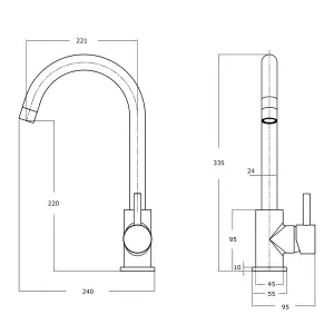 Liquida W06CP Swan Neck Monobloc Single Lever Copper Kitchen Mixer Tap