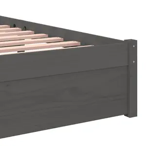 Berkfield Bed Frame Grey Solid Wood 75x190 cm Small Single