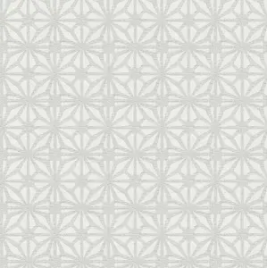 Hotel Luxe Moorish Mosaic Light Grey and Silver Wallpaper