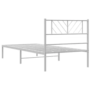 Berkfield Metal Bed Frame with Headboard White 80x200 cm